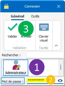 boîte de dialogue Connexion