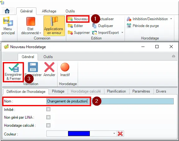 Nouveau horodatage changement prod