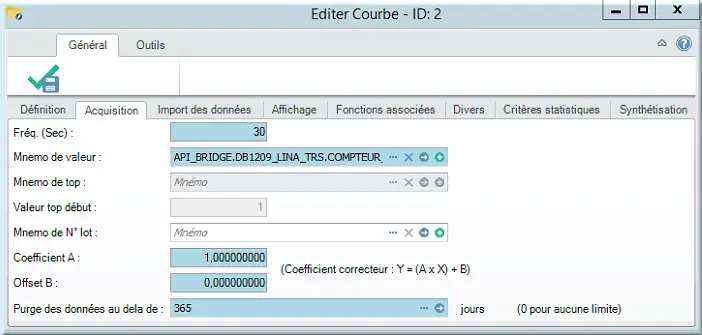 Courbe de cadence par acquisition