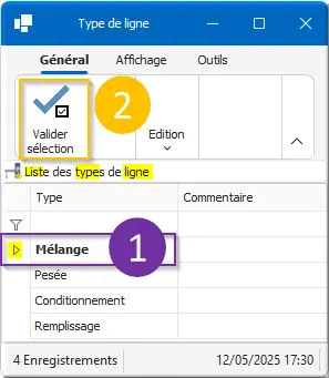Sélection du type nouvellement créé