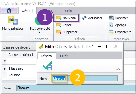 Ajouter une cause de départ