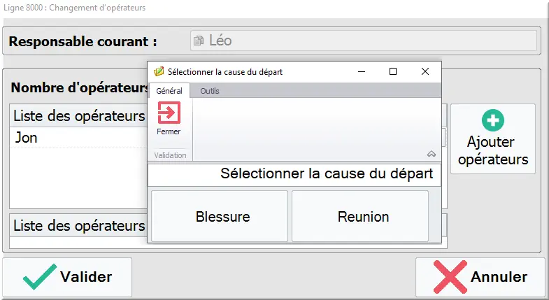 Sélectionner la cause du départ