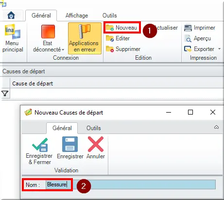 Ajout d'une cause de départ