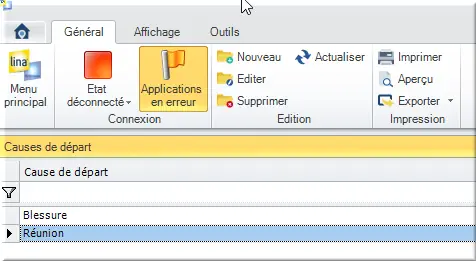 Liste des causes de départ