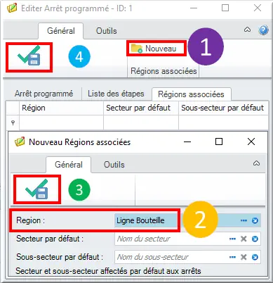 Affectation arrêt programmé à région