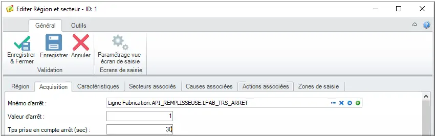 paramétrage de l’arrêt