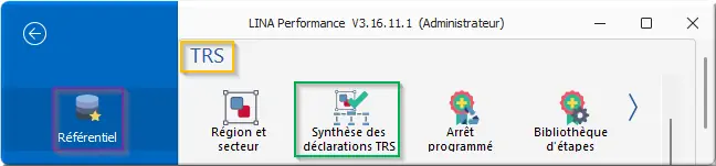 menu Synthèse des déclarations TRS