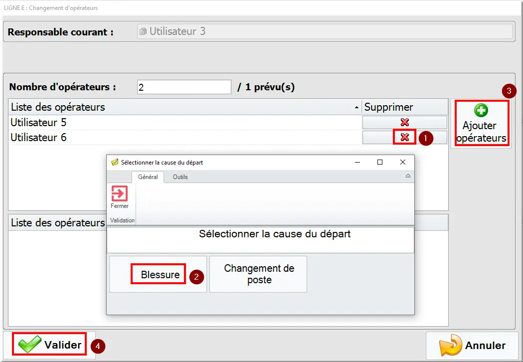 Départ d'un opérateur