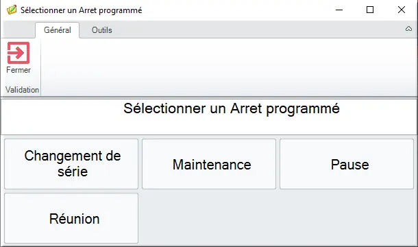 Sélection d'un arrêt programmé