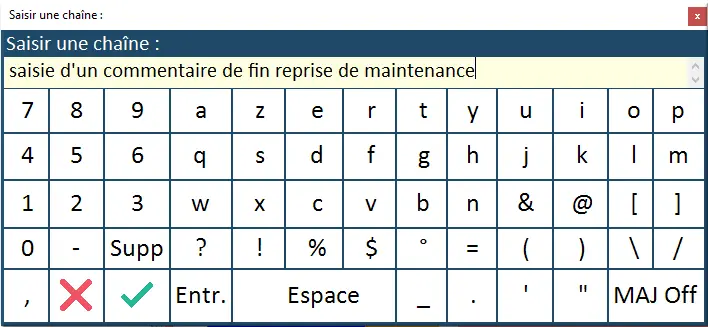 Saisie d'un commentaire